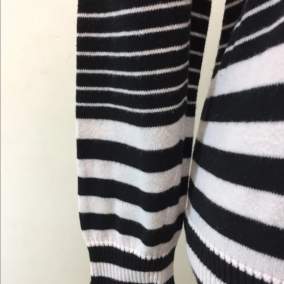 Liz Claiborne Women Black White Sweater Cowl Leather Button L/S Petite M Cotton - Picture 7 of 12